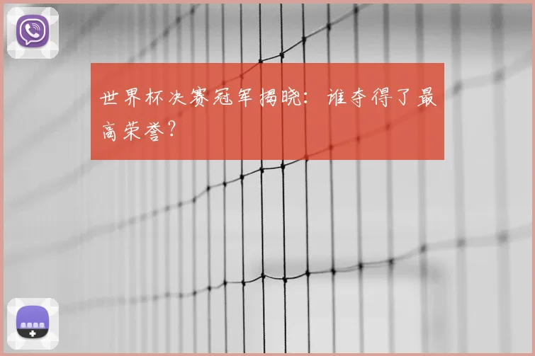世界杯决赛冠军揭晓：谁夺得了最高荣誉？